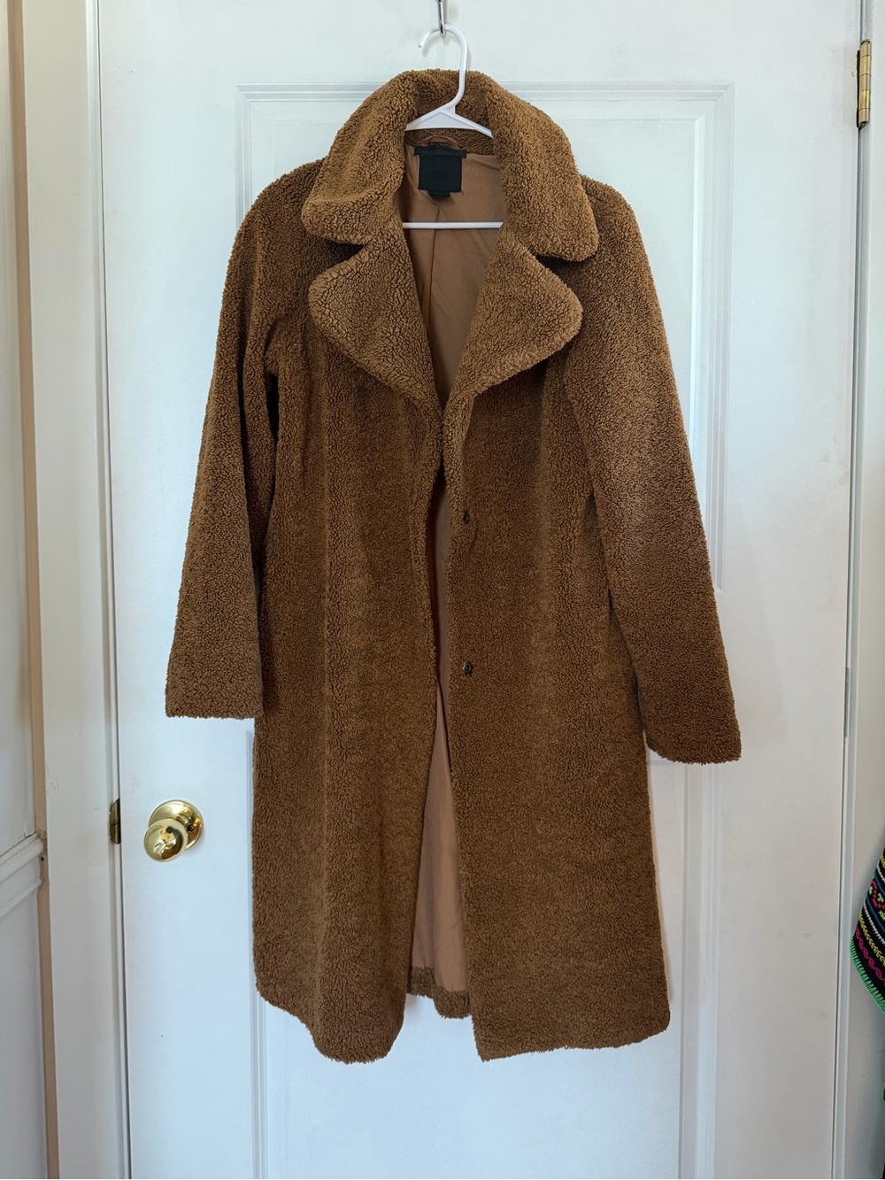 Maison Cinqcent Long Teddy Bear Coat - Brown Sherpa Trench - Size Medium